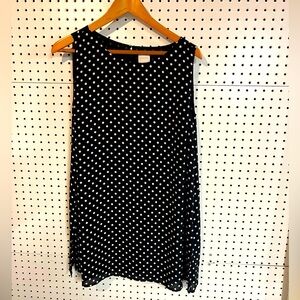 Chico’s sleeveless blouse, Size 3, black and white polka dot